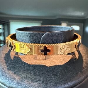 Gold and Black Clover Bracelet